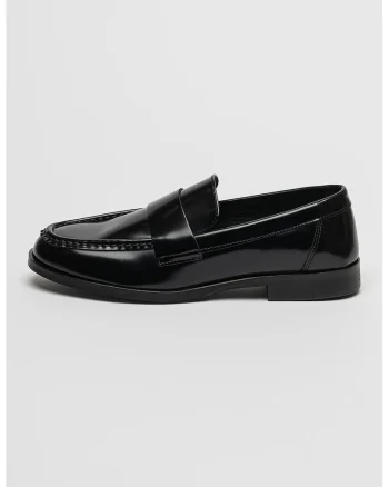 Pantofi loafer cu finisaj lucios, Negru