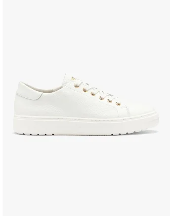 Pantofi sport low-cut din piele, Alb/Auriu