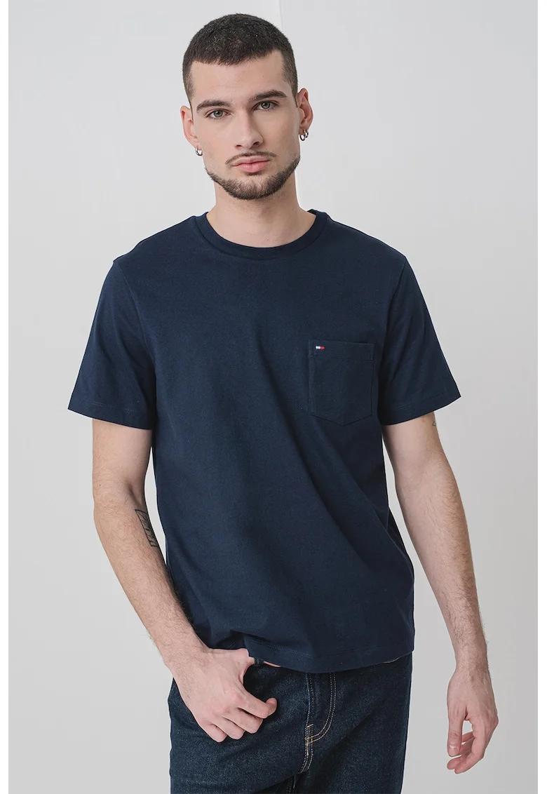 Tricou cu decolteu la baza gatului, Albastru ultramarin
