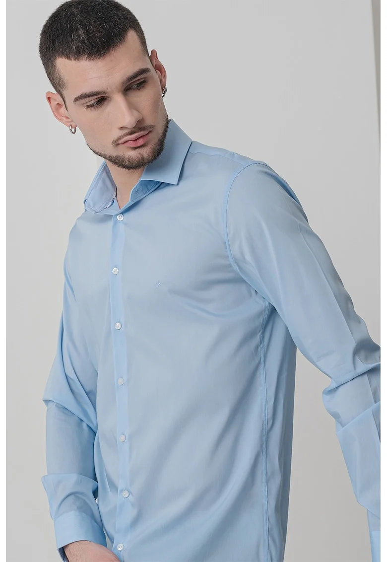 Camasa slim fit din amestec de lyocell, Albastru deschis