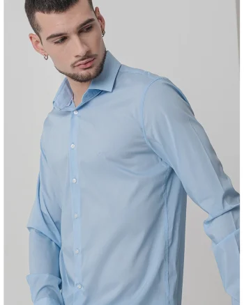 Camasa slim fit din amestec de lyocell, Albastru deschis
