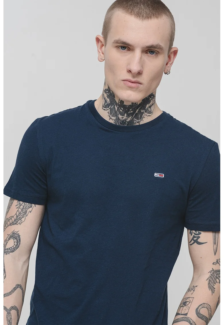 Set de tricouri slim fit - 3 piese, Alb/Negru/Bleumarin