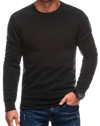 Bluza de trening cu model uni si decolteu la baza gatului, Negru