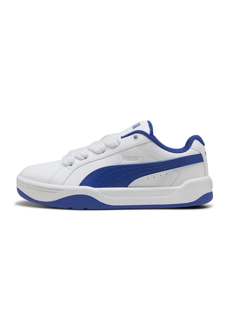 Pantofi sport Easy Jr de piele ecologica cu sireturi, Alb/Albastru royal