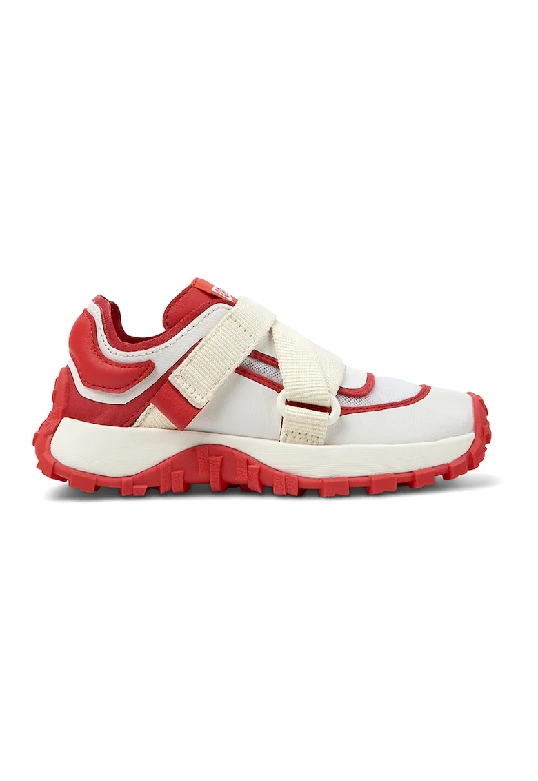 Pantofi sport de piele si piele ecologica cu velcro, Alb