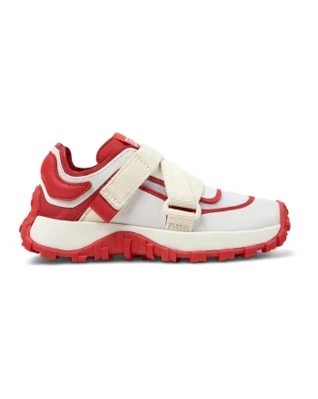 Pantofi sport de piele si piele ecologica cu velcro, Alb