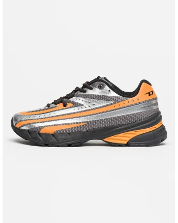 Pantofi sport cu insertii de plasa Airspeed, Portocaliu/Argintiu