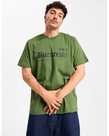 Tricou unisex cu imprimeu text, Verde sparanghel