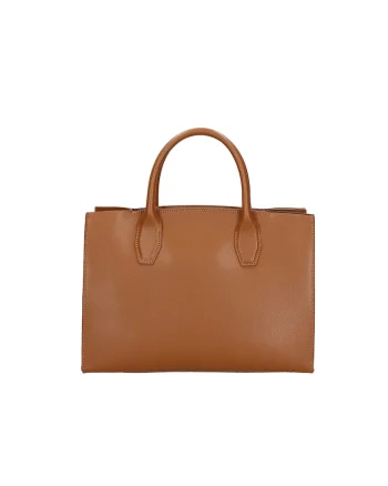 Geanta shopper de piele cu etui detasabil, Caramel