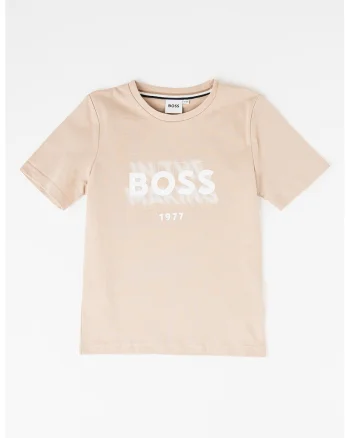 Tricou cu imprimeu logo, Bej inchis