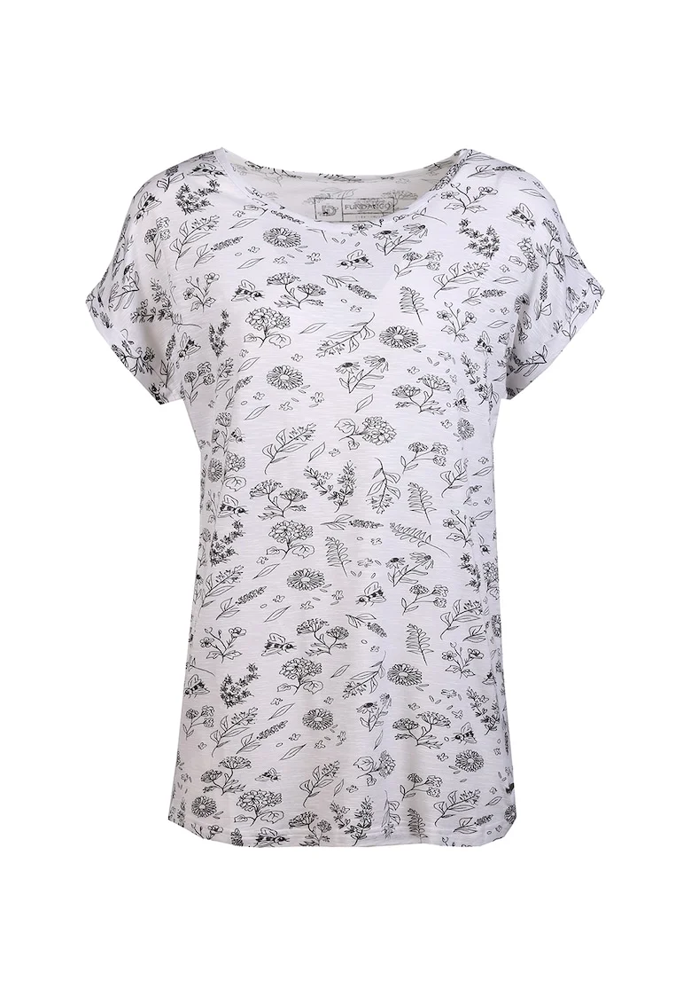 Tricou din amestec de bumbac cu imprimeu Lelia, Alb