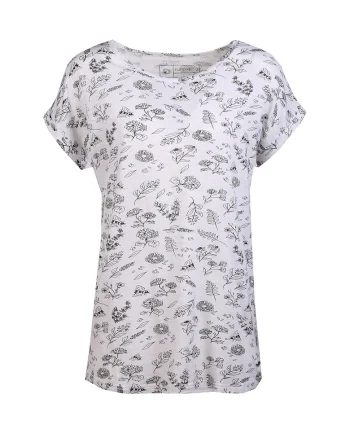 Tricou din amestec de bumbac cu imprimeu Lelia, Alb