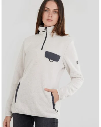 Bluza sport pufoasa cu fenta cu fermoar Vinona, Alb fildes
