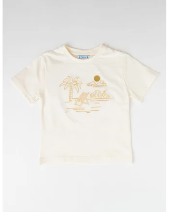 Tricou cu imprimeu tropical, Bej/Alb murdar