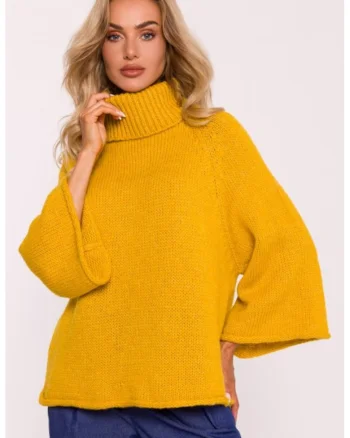 Pulover cu guler inalt si maneci largi,  Galben