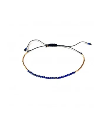 Bratara  Deep Sea Blue, reglabila, din aur filat de 14k/20 si lapislazuli