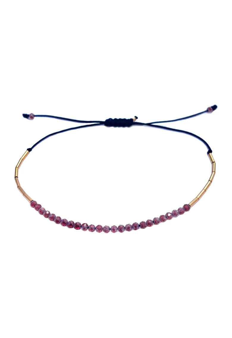 Bratara din aur filat de 14K/20 cu snur de ajustare, Auriu/Roz/Bleumarin