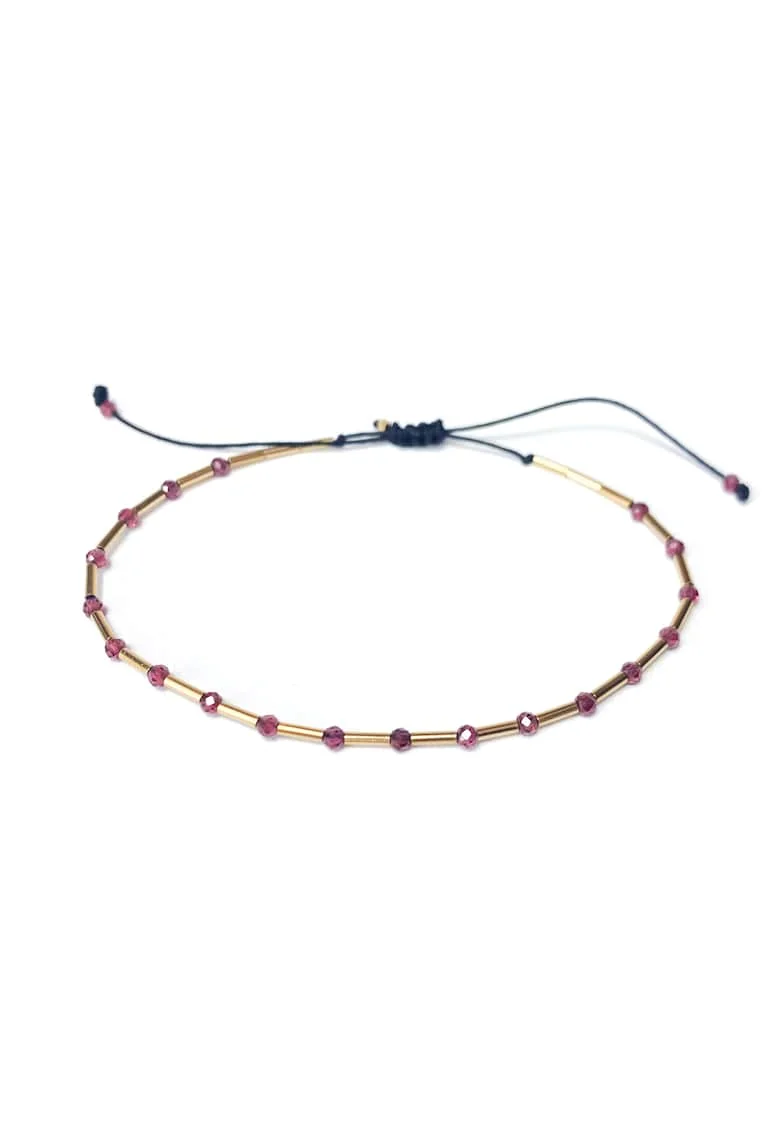 Bratara ajustabila din aur filat de 14K/20, Auriu/Violet