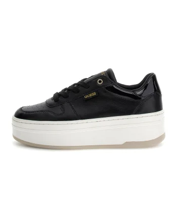 Pantofi sport de piele cu detalii lacuite, Negru
