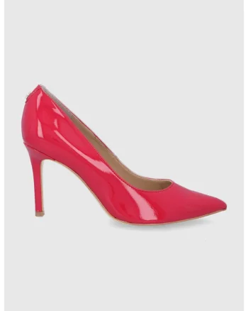 Pantofi stiletto  de piele ecologica cu aspect lacuit 11864, Rosu