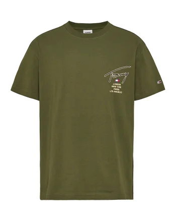 Tricou din bumbac organic cu logo, Bej/Verde masliniu