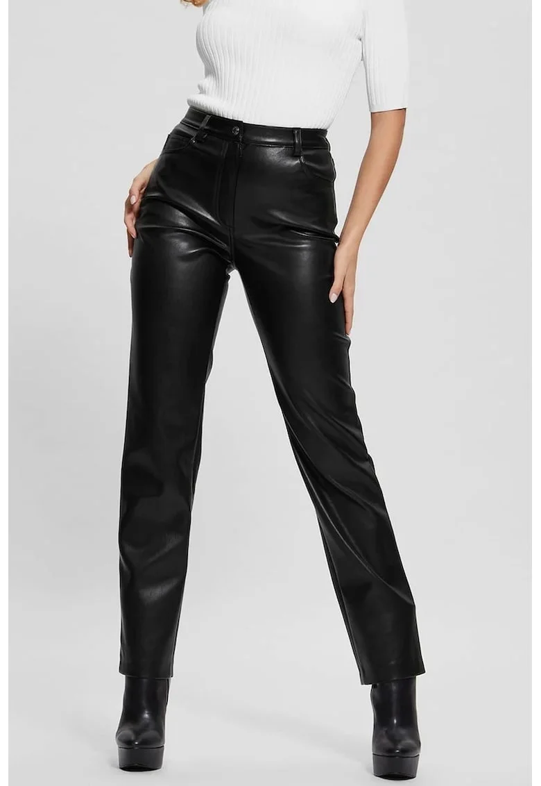 Pantaloni  de piele ecologica Kelly W3RA0M, Negru