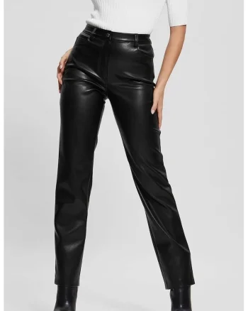 Pantaloni  de piele ecologica Kelly W3RA0M, Negru