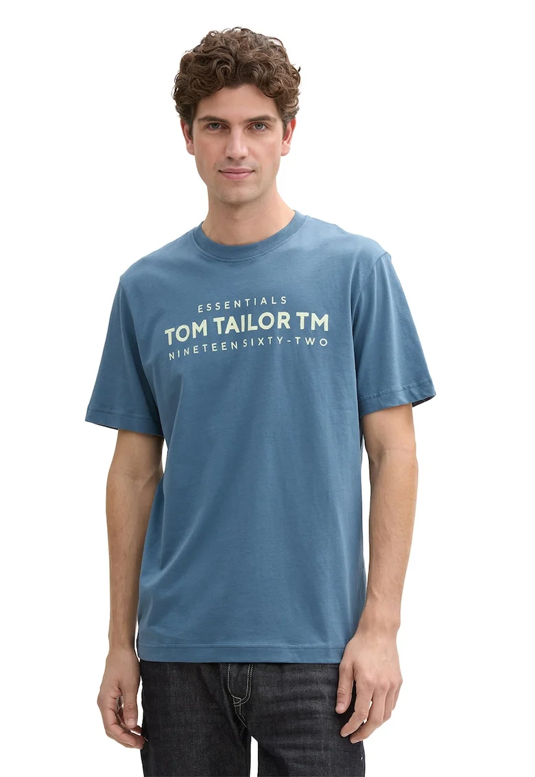 Tricou de bumabc cu imprimeu logo, Albastru prafuit