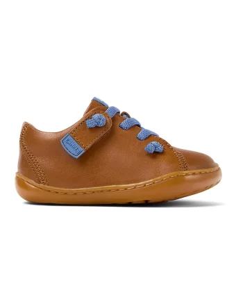 Pantofi sport Peu Cami de piele cu velcro, Caramel/Albastru