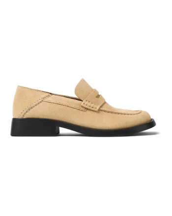 Pantofi loafer de piele intoarsa, Bej