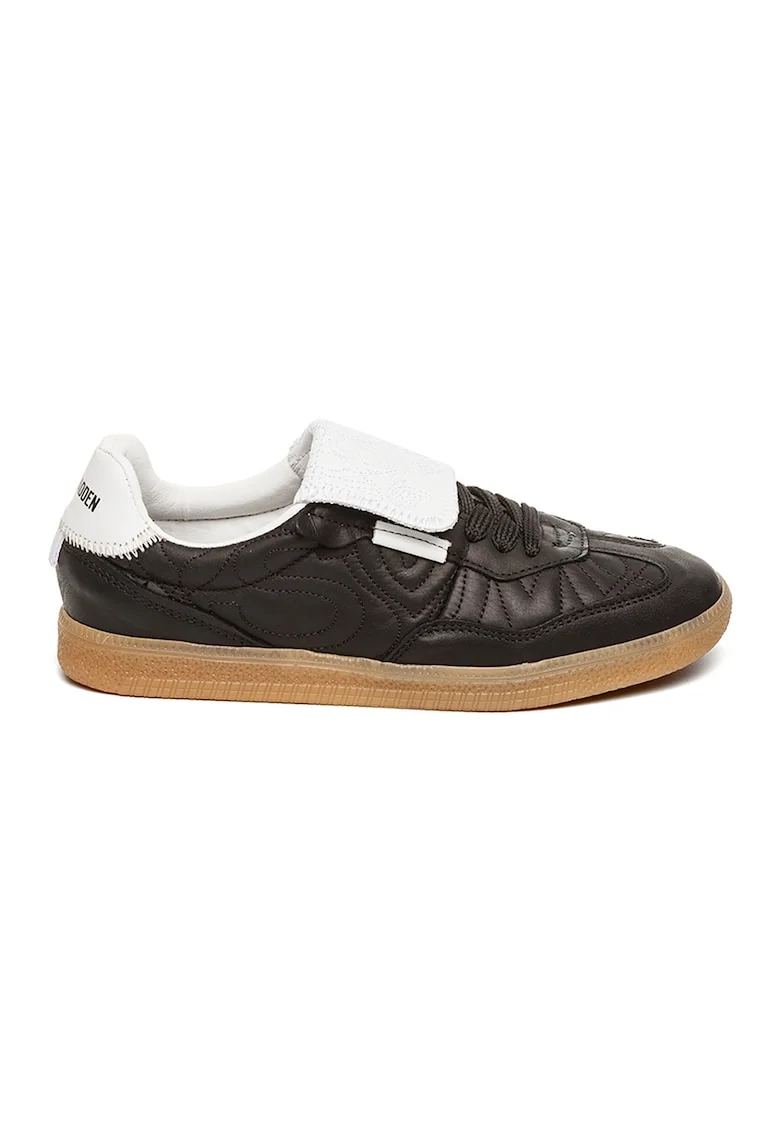 Pantofi sport de piele cu cusaturi decorative, Alb/Negru