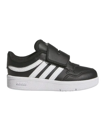 Pantofi sport de piele ecologica cu velcro Hoops 4.0, Negru/Alb optic
