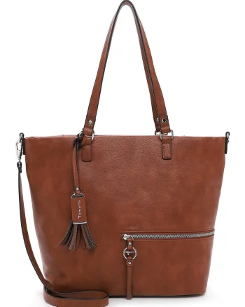 Geanta shopper de piele ecologica Nele, Maro cognac