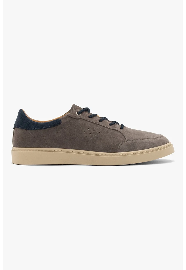 Pantofi sport din piele intoarsa cu sireturi, Gri