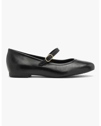 Balerini Mary Jane din piele, Negru
