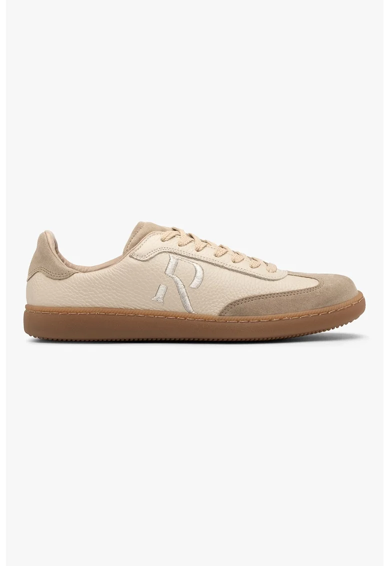 RYLKO, Pantofi sport din piele intoarsa cu broderie logo, Bej