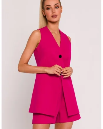 Vesta cu inchidere intr-un nasture,  Fucsia