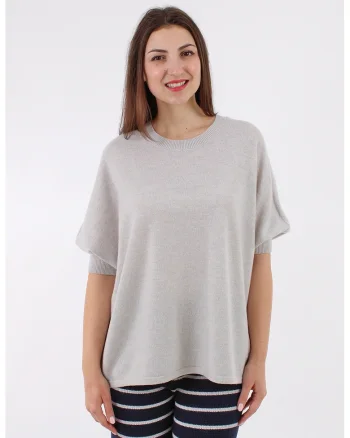 Pulover lejer din amestec de casmir si lana, Gri deschis