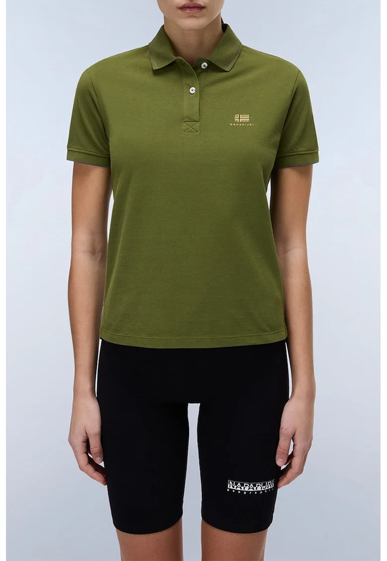 Tricou polo din bumbac pique Nina, Verde sparanghel