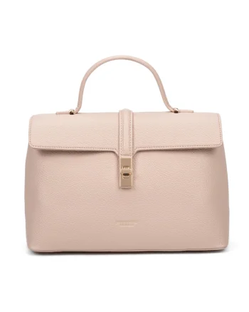 Geanta tote de piele ecologica cu clapa, Roz pal