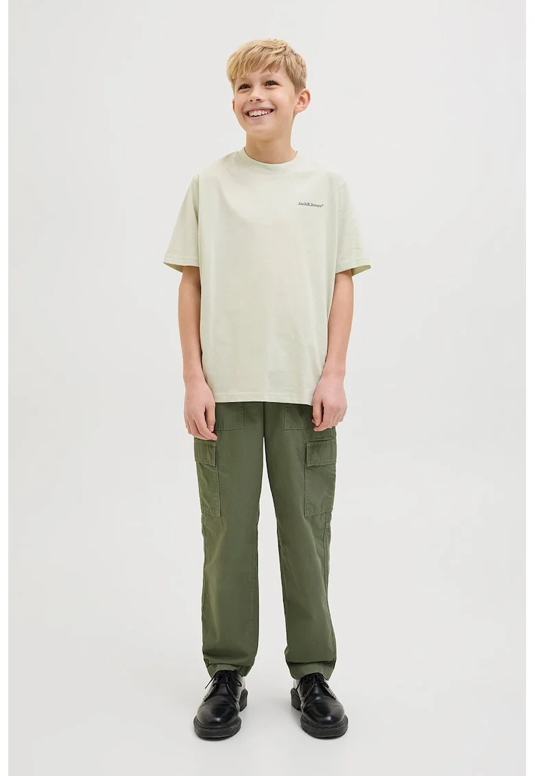 Tricou de bumbac cu imprimeu grafic, Rosu/Verde pal