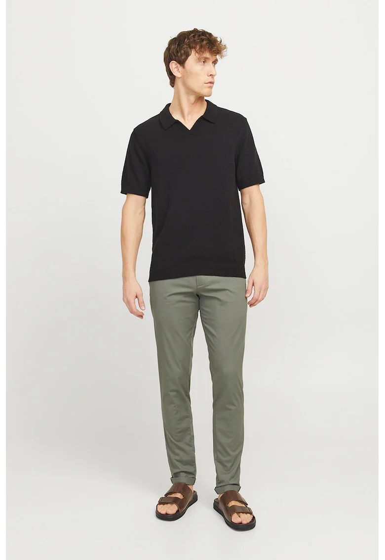 Pantaloni chino cu snur in talie, Verde sparanghel