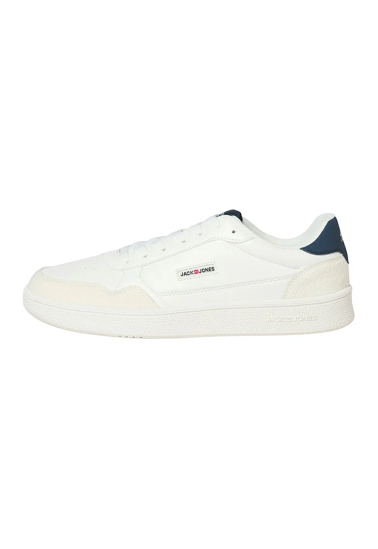 Pantofi sport de piele ecologica, Alb/Albastru inchis