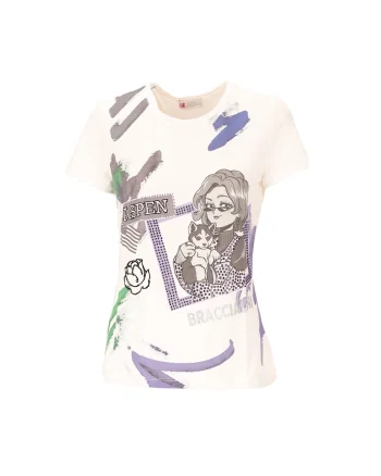 Tricou slim fit cu imprimeu, Alb