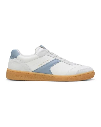 Pantofi sport de piele si piele intoarsa, Alb/Albastru deschis
