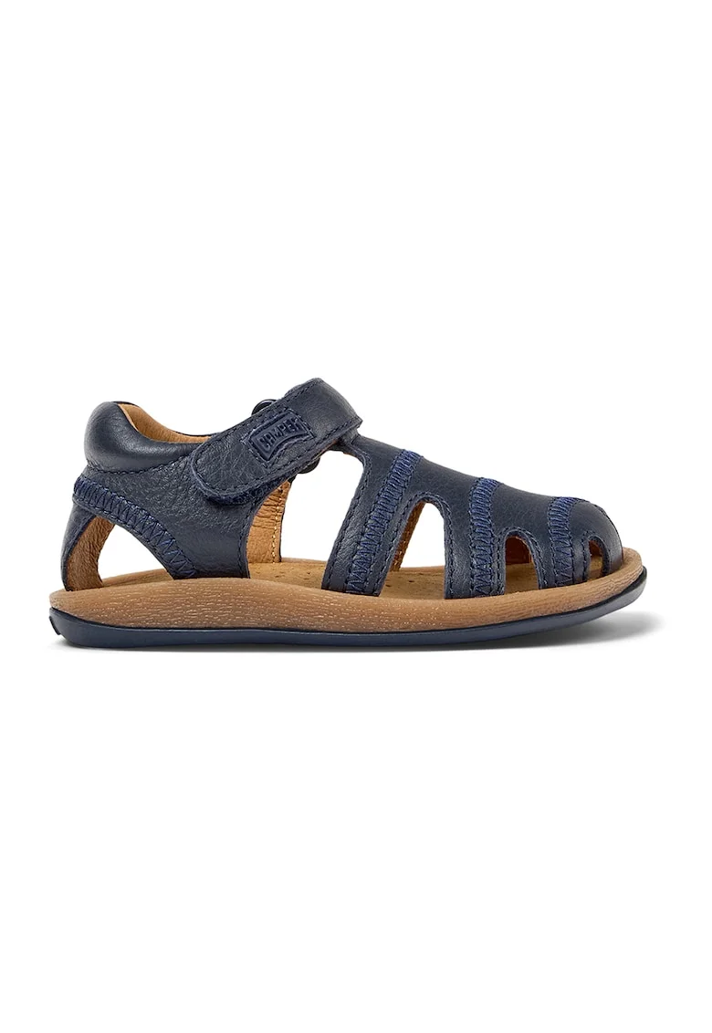 Sandale fisherman de piele cu velcro, Albastru indigo
