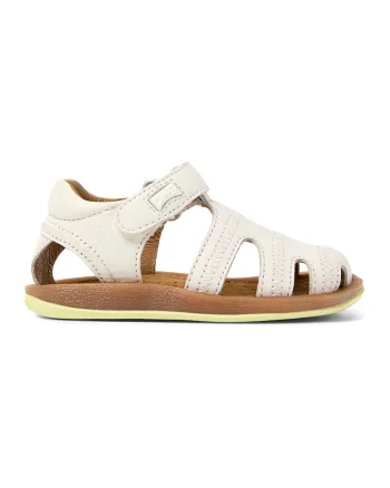 Sandale fisherman de piele cu velcro, Alb