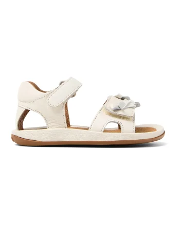 Sandale de piele cu funda, Alb