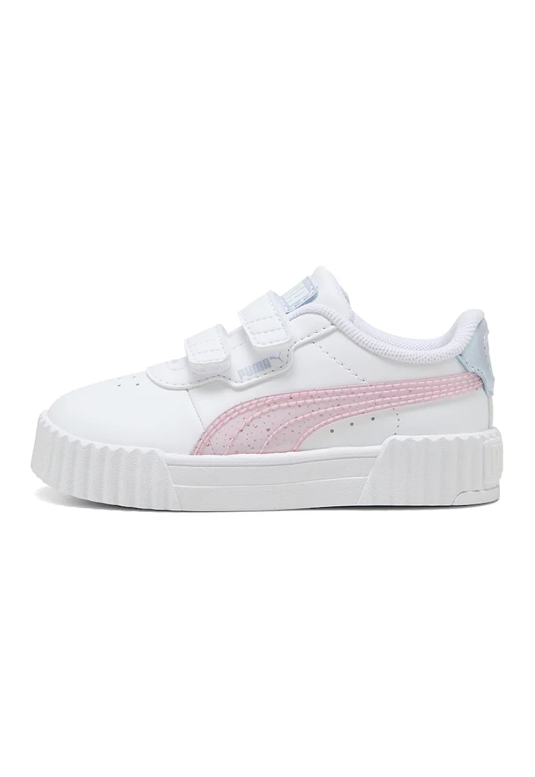 Pantofi sport Carina cu velcro 3.0 Blurry Dreams, Alb optic/Roz pal
