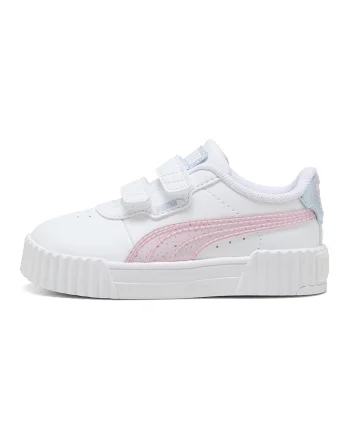 Pantofi sport Carina cu velcro 3.0 Blurry Dreams, Alb optic/Roz pal